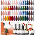 modelones 40 Pcs Gel Nail Polish Set, 36 Colors Nude Brown Green Red Gel Polish White Maroon Orange Blue Glitter Nail Polish with Base & Matte/Glossy/Glitter Top Coat LED Mani Gift