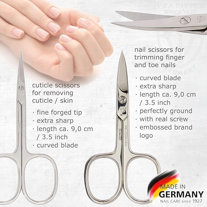3 Swords Germany - brand quality 16 piece manicure pedicure grooming kit set for professional finger & toe nail care scissors clipper black synthetic leather case, Made in Germany