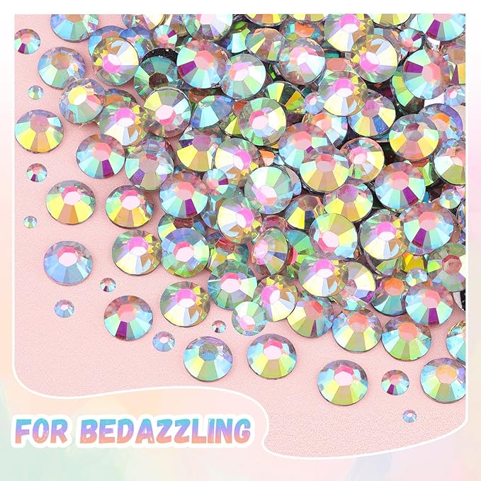 30000Pcs Resin AB Rhinestones for Bedazzling Crafting with b7000 Jewelry Glue, Bulk Flatback Gems Bedazzler Kit for Crafts Clothes Shoes Fabric Nail Diamond Art, Assorted Size 2/3/4/5/6mm