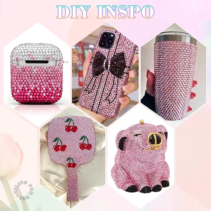 25000Pcs Dark Pink Rhinestones for Bedazzling with B7000 Jewelry Glue, Non Hotfix Flatback Gems, Crystal Resin Rhinestones for Crafting Crafts Clothing Tumblers Mugs Shoes Fabric Decor Nail Art