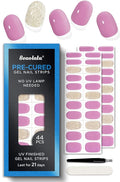 Pre Cured Gel Nail Strips - 44PCS Salon Quality Gel Nail Stickers - Long Lasting Polish Wraps for Women no UV Light Needed Easy Apply & Remove (Peach Pink)