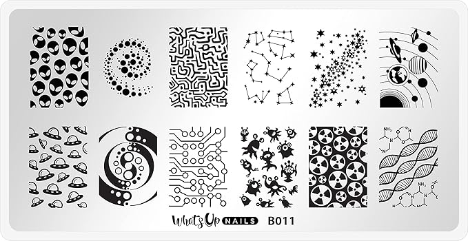 Whats Up Nails - B011 Intergalactic Encounters Stamping Plate for Nail Art Design