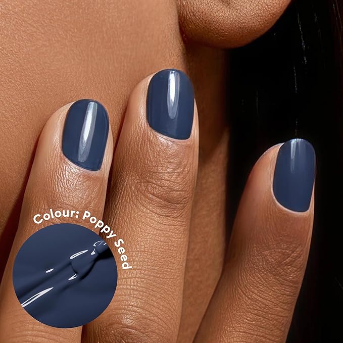 Manucurist Green Flash Gel Polish - Poppy Seed (Blue Grey) - UV & LED Gel Nail Polish - 12-Free, Bio-Sourced (84%) - Professional Manicure - 15 ml