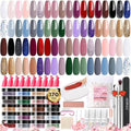 AZUREBEAUTY 170Pcs Dip Powder Nail Kit, 36 Colors Fall Winter Red Glitter Brown Christmas Dipping Powder Starter with Top/Base Coat Activator & Removal Accessories Set for French Manicure Salon