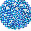 Beadsland 288pcs Flat Back Crystal Rhinestones Round Gems for Nail Art and Craft Glue Fix, Indicolite AB, SS30, 6.3-6.5mm