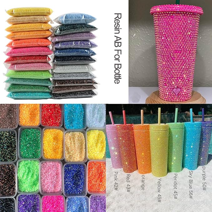 Big Pack 3mm 50000PCS Resin Rhinestone Flatback Round AB Jelly Color Rhinestones for Nail Art, Bottles, Makeup Clothes Shoes Cup DIY Crafts Supplies