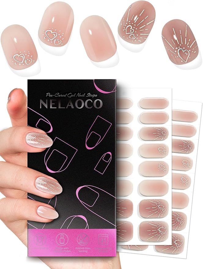 Nail Polish Strips – 32PCS UV Free Salon Quality Wraps, Long Lasting Gel Nail Stickers for Women (Sweetheart Red)