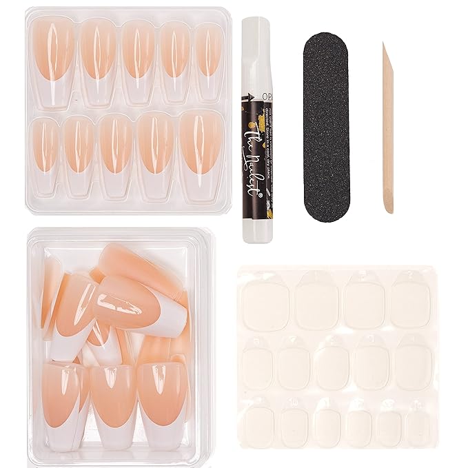 The Nailest - Instant Luxury Acrylic Press-on Nails-Medium Coffin- Timeless French