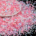 100g Flatback Pearls and Rhinestones Set 1-Pink&White, Mixed Size 3-10mm Resin Rhinestones and Half Pearls for Nail Art and Crafts and Decoration with Tweezer and Pickup Pencil