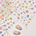 Dedyel Dried Wildflowers Nail Stickers 5D Embossed Wildflower Nail Stickers Spring Summer Red Yellow Blue White Flower Design Nail Art Decoration for Women Girls Kids