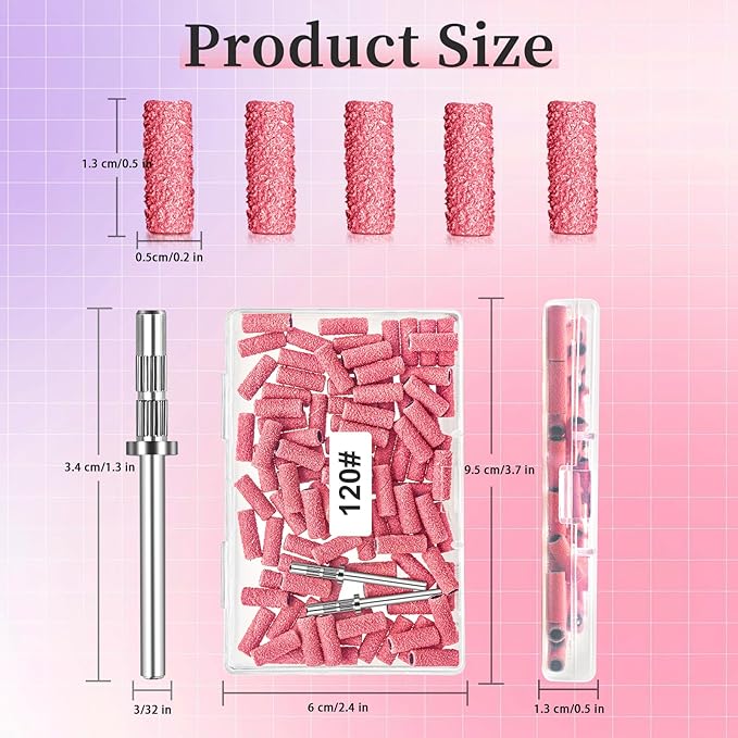 [Upgrade] 3.1 MM Mini Sanding Bands for Nail Drill 120 Grit, 100 Pcs Small Bands for Acrylic Nails Gel Manicures and Pedicure, Salon Use