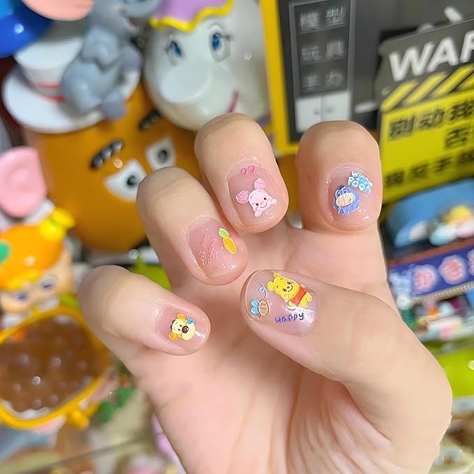 Dedyel Funny Cartoon Nail Stickers Fun Bears Cute Cartoon Bear Self-Adhesive Nail Stickers for Women Girls Kids Nail Art Decoration