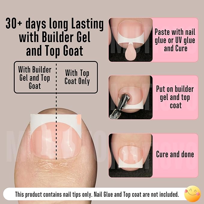 Extra Short Toe Nail White French Tip BABY PINK,Soft Gel False Toenail Extension Kit,Thick Sharp Square Press On,Need Builder Gel & Apply Top Coat, No Glue included,for DIY x16 Sizes 224 pcs