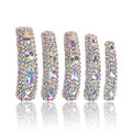 LOVFUL Press on Nails Eternal Stunning Rhinestone | Handmade with Full Covered Crystals | Reusable Full Cover Nails | Curve Long 2.2 in | H46-S