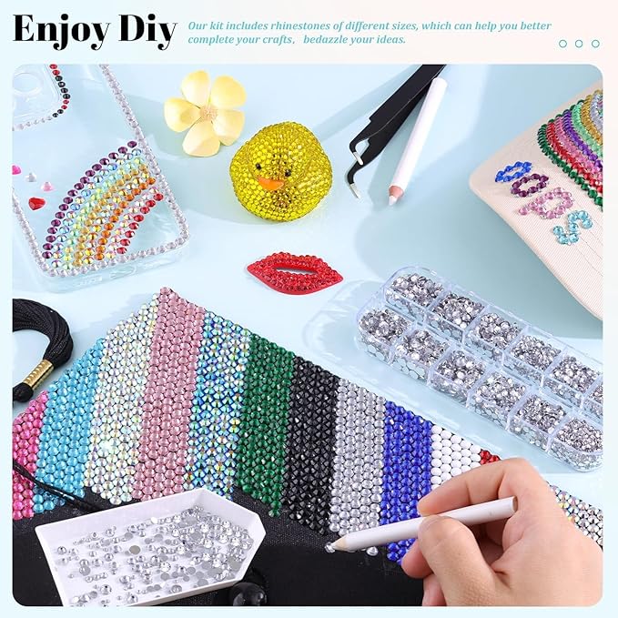12100Pcs Resin Rhinestones for Crafting with 3Pcs 10ml B7000 Jewelry Glue, 2 Boxes Flatback Crystals Diamond (Bright Gold) for Bedazzling Crafts DIY Nail Art，Non Hotfix Gems for Clothing Shoes