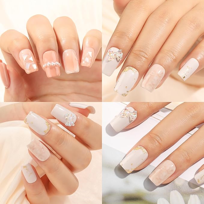 UNA GELLA Short Square Nail Tips 216pcs Short Square Gel Tips 12 Sizes Press On Nails Full Cover Clear Fake Nails Extension for Home DIY Nail Salon
