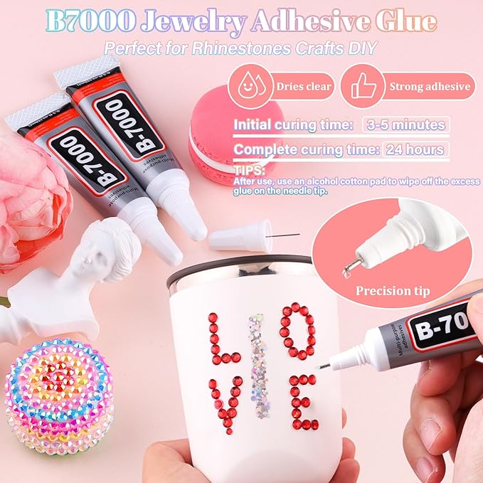 30000Pcs Resin Rhinestones for Bedazzling with B7000 Jewelry Glue, Red Flatback Gems Rhinestones for Crafting, Clothing Tumblers Mugs Shoes Fabric Decor Nail Art
