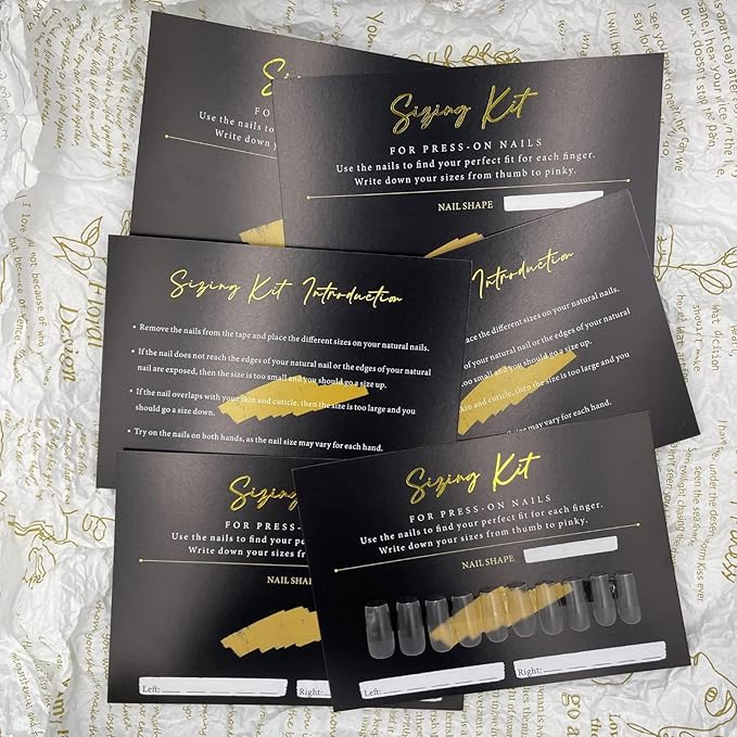 Press On Nail Sizing Card 30 Pack Empty Large Black Gold Postcard Press On Nails Supplies For DIY Sizing Guide False Nails Tips (5 * 7 inch, black&gold)