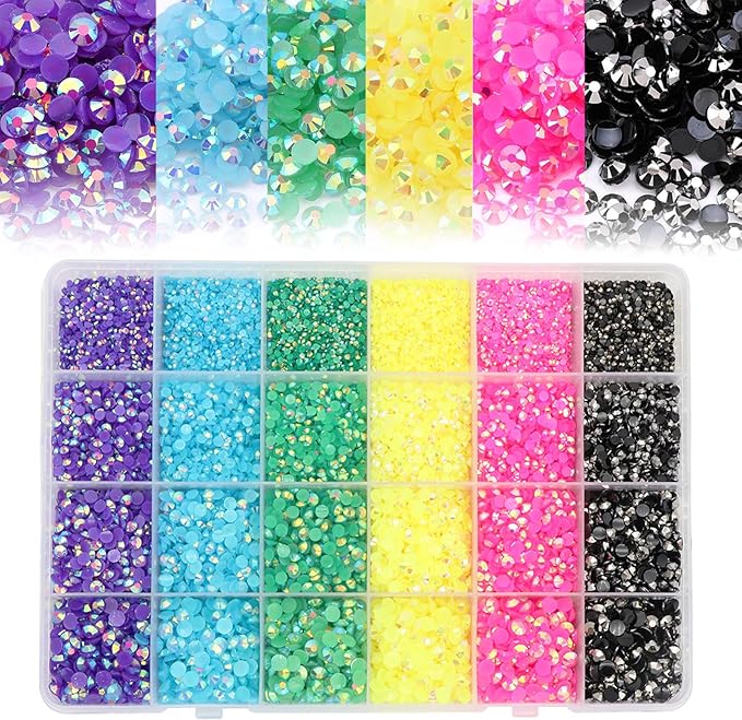 Rainbow Rhinestones for Nails Mixed Colors Jelly Rhinestones Resin for Crafts Shiny Nail Gems AB Crystal Flatback for Tumbler DIY Makeup Decoration Design 2/3/4/5mm