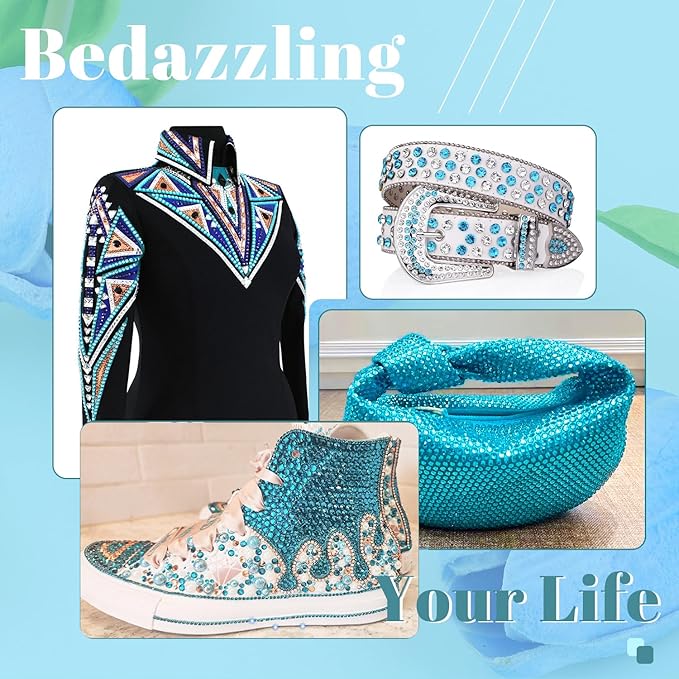 6000PCS 4mm Resin Rhinestones Bulk for Crafting (Indicolite), Flatback Bedazzling Crystals for Crafts DIY Nail Decoration, Gems Charms for Tumbler Shoes Clothing Fabric with Pickup Pen and Tweezers