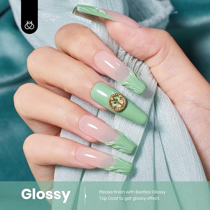 Beetles Sage Green Gel Polish - Misty Sage 15ML/0.51Fl Oz, Green Gel Nail Polish, Soak Off UV LED Lamp Pastel Nails Art, Long-Lasting Manicure Salon Home Easter Spring St Patricks Day Nails