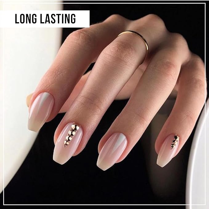 Nail Gel-X Natural Coffin Short Tips Set - NeVi USA Premium Quality, 600 Tips in 10 Sizes - Complete DIY Nail Extension Kit | No Size 00 Included #5 and #6 Are Double Quantity
