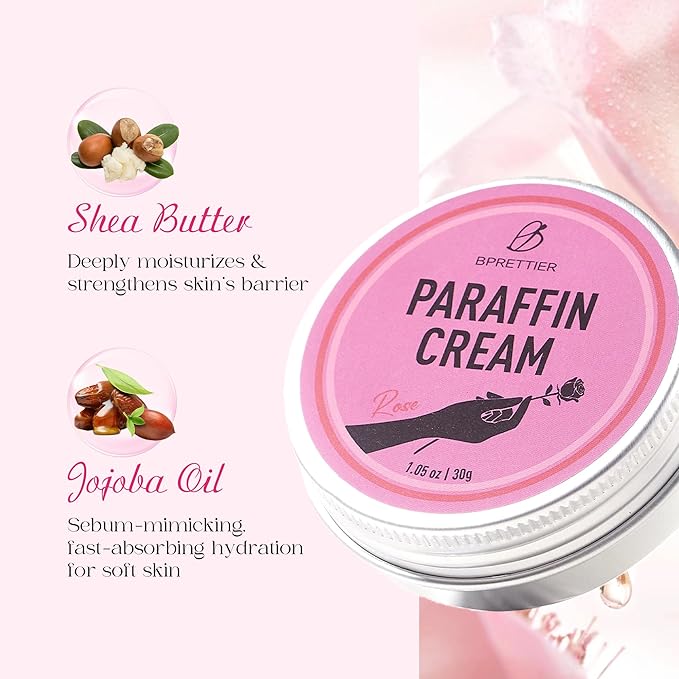 Cold Paraffin Wax Cream for Hands and Feet, Shea Butter Cuticle Balm, Rose Scent Home Spa, No-Heat Moisturizing Mask
