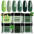 AZUREBEAUTY Dip Powder Nail Kit,St. Patrick's 6 Colors Glitter Green Forest,Dipping Powder Color French Nail Art Manicure DIY Salon Gifts for Women, No Need Nail Lamp Cured