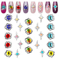 24 Pcs Dragon Eye Charms for Nails – 3D Silver Cross Nail Charms and Gems with Bright Crystals, Easy-to-Apply Art Kit – Stunning Nail Decor for Unique & Creative Manicures