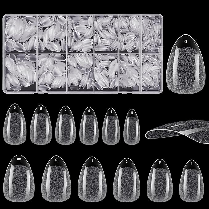 1008pcs Short Almond Shaped Nail Tips Half Matte Full Cover Fake Nails Press On Nails For Acrylic Nails Professional
