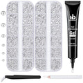 BELLEBOOST Nail Art Rhinestone Glue Gel&2 Boxes Flatback Gems Kit, 1 Tube of 15ml Rhinestone Gel Glue(UV/LED Needed)+Round Glass Crystal Clear Gemstones with Pickup Tools