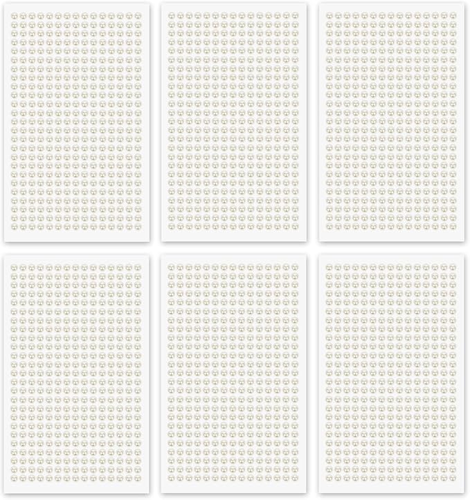 2250PCS Pearl Stickers Pearls for Crafting - Self Adhesive Pearls for Hair Face Makeup Eye Nail Crafts, Stick On Gems (6 Sheets, 5mm Round)