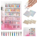 Magnetic Nail Swatch Book, 144 Nail Color Display Book Organizer with 144 Magnetic Tips & 1-189 Number Labels, Professional Salon Nails Color Chart for Nail Polish Nails Art Design(Pink)