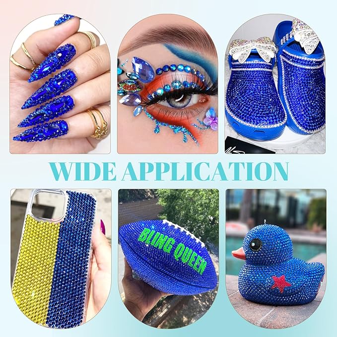 12100Pcs Resin Rhinestones for Crafting with 3Pcs 10ml B7000 Jewelry Glue, 2 Boxes Flatback Crystals Diomand (Royal Blue) for Bedazzling Crafts DIY Nail Art Makeup，Non Hotfix Gems for Clothing Shoes