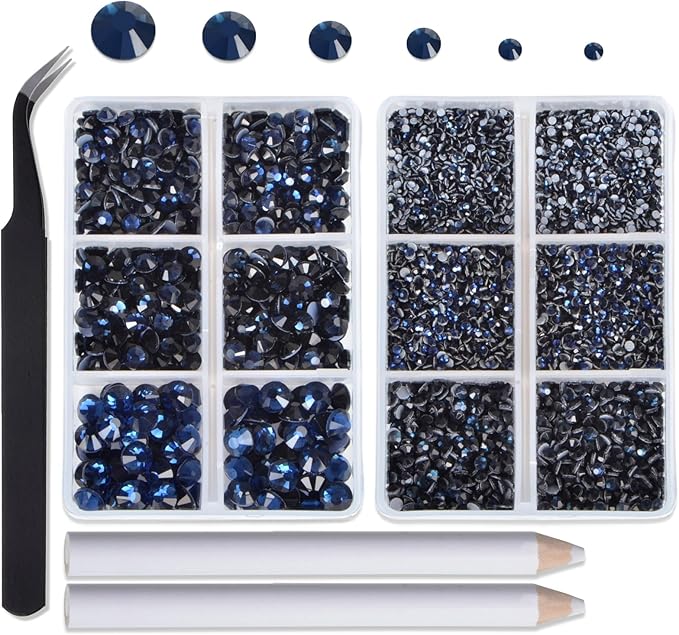 8000pcs Hotfix Rhinestones Flatback,Rhinestones for Crafts Clothes Mixed 6 Sizes, Hotfix Crystals with Wax Pencil Kit, SS4-SS30,Montana