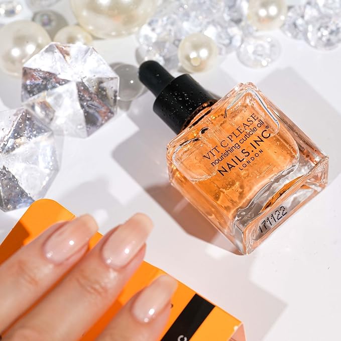 Nails Inc Vit C Please Nourishing Cuticle Oil With Vitamin C, Hydrating & Brightening, Cuticle Treatment, Orange Extract, Moisurizing Formula, Strengthening, Healthier Nails, 0.47 Fl Oz