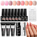 MTSSII 15Pcs Gel Nail Polish Set 6Pcs Gel Polish + 3Pcs Poly Extension Gel for Nail Nude Pink Skin Tones Neutral Nail Art Design Manicure DIY Home Salon