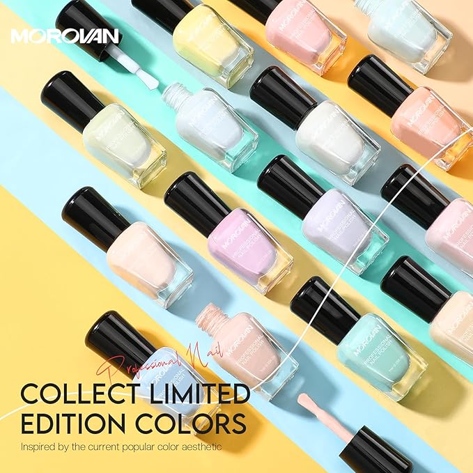 Morovan Fingernail Nail Polish Set: 15 Colors Pastel Macaron Winter Nail Polish Kit Quick Dry Toe Finger Nail Polish Pcak Easter Gift For Women Girl