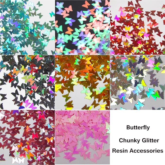 80g Butterfly Chunky Glitter Resin Mylar Flakes Holographic Butterflies Glitters Crafts Sequins Accessories for Resins Makeup Acrylic Nails
