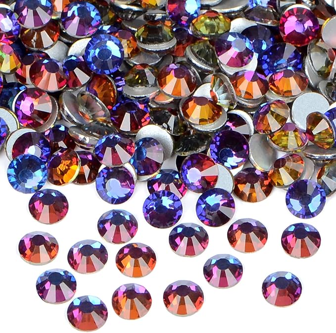 2880PCS Art Nail Rhinestones Non Hotfix Glue Fix Round Crystals Glass Flatback for DIY Jewelry Making with one Picking Pen (ss3 2880pcs, Blue Volcanic)