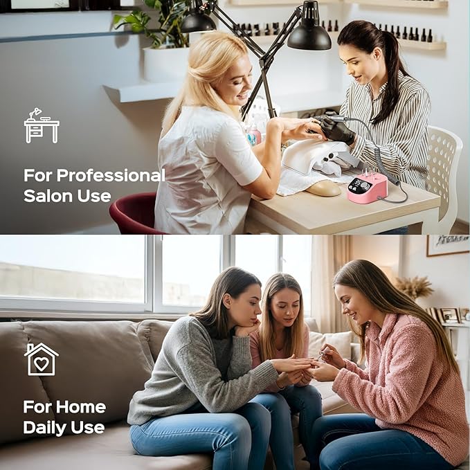 COSLUS E50 Professional Electric Nail Drill: Upgraded Steady Power with LED Display for Acrylic, Gel & Natural Nails - Easy to Use for Women, Nail Art Practice, Desktop Nail File at Home DIY or Salon