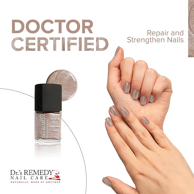 Dr’s Remedy Enriched Nail Polish: Non Toxic, All Natural, and Organic - Doctor Formulated: Strengthens, Restores, Heals, and Protects '24-Free' - POISED Pink Champagne