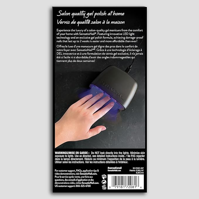 Sensationail Gel LED Nail Lamp, At Home Nail Polish, Fast Curing, Smart Sensor, Chrome Finish, Durable Cord, Salon Quality, 30 Seconds, Automatic Curing Manicures, Ideal for Beginners, 1 Count