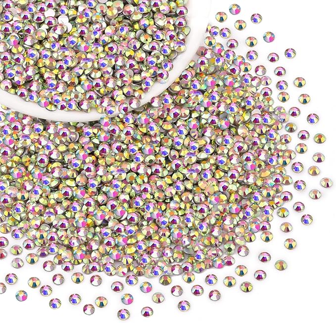 2500PCS SS10/2.8mm Crystal Rhinestones (Crystal AB), Bedazzling Flatback Glass Rhinestones for Crafting, Gems Diomand Charms for Tumbler Shoes Clothing Mugs Nail Art