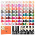 PEACECOLOR 60PCs Gel Nail Polish Set 55 Fall Winter Colors Brown Pink Red Gel Polish with 5Pcs Glossy/Matte/Glitter Top Base Coat Soak Off Long Lasting Manicure Kit Gifts for Women DIY Home