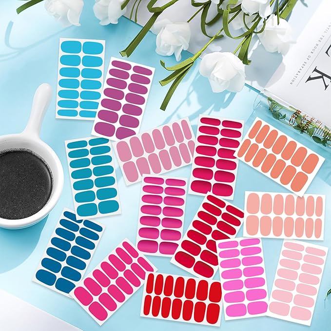 24 Sheets 336 Pieces Nail Polish Strips For Women Girls Nail Polish Stickers Full Nail Wraps Stick On Nails With Nail File Gel Nail Strips Solid Nail Stickers Self Adhesive Nail Decals
