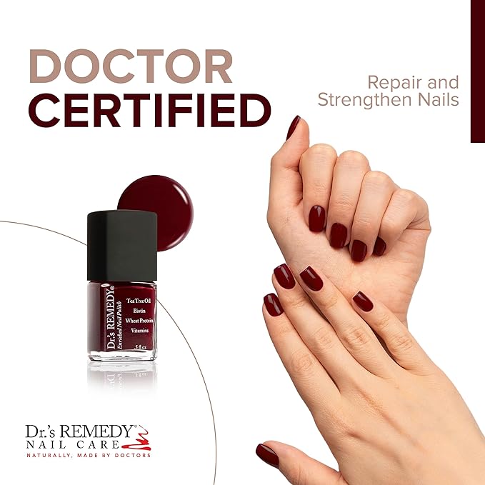 Dr’s Remedy Enriched Nail Polish: Non Toxic, All Natural, and Organic - Doctor Formulated: Strengthens, Restores, Heals, and Protects '24-Free' - SASSY Scarlet