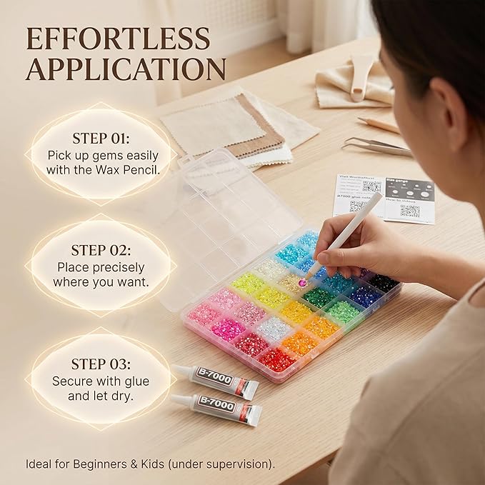 4500Pcs 5mm Rhinestones for Bedazzling, Bedazzler Kit with Rhinestones and Tools, Flatback Resin Jelly AB Colorful Rainbow Crystals Gems Set with Glue for Nail Art Crafting Clothes Crafts