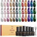 ROSALIND Cat Eye Gel Nail Polish - 12 Colors Cateye Gel Polish with Magnet Stick Sparkle Diamond Effect Soak Off UV Set Magic Magnetic Glitter Nail Art Collection Manicure Gift for Women