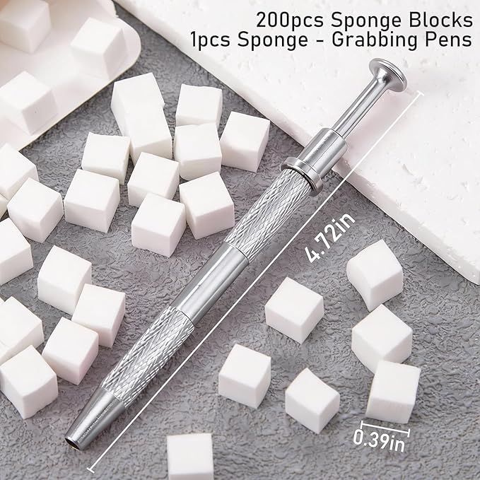 200PCS Soft Sponges With Grabbing Pen For Ombre And Aura Nail Art With Brush, Professional Manicure Nail Art Tools Accessories Supplies, Ombre Nail Sponges For Ombre Nails Art Tools
